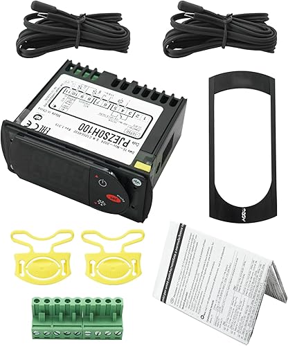 PJEZS0H100 Digital Thermostat Controller with Temperature Sensor Probe 115V Compatible with Carel and All Refrigerator Types for Carel Temperature Controller （with Mounting Hardware - Poueer