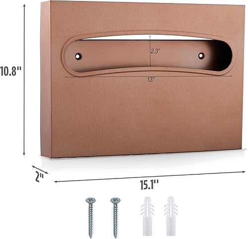 Toilet Seat Cover Dispenser - Enhanced Anti-Fingerprint Coating, HighQuality Stainless Steel, Wall-Mounted for Commercial Bathrooms - Holds 250 Seat Covers - Gold - Poueer