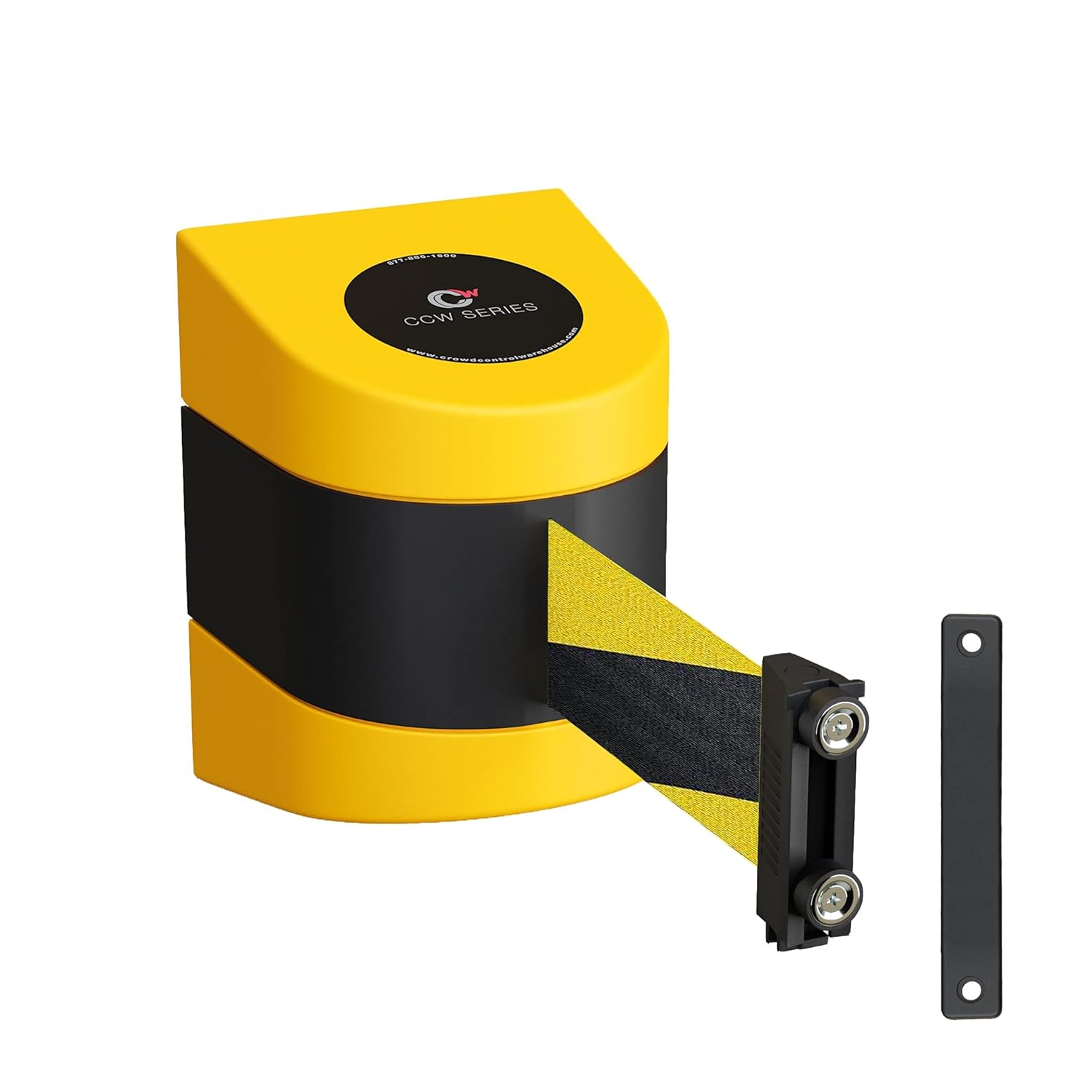 CCW Series WMB-230 Magnetic Wall Mount Retractable Belt Barrier (30 Foot Belt, Yellow with'Caution - DO NOT Enter' Black Letters Belt with Yellow ABS Case) - Poueer