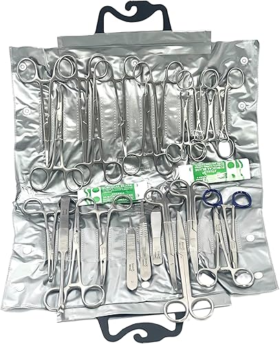 82 PCS PREMIUM GERMAN STAINLESS VETERINARY INSTRUMENTS SET -INCLUDE KELLY FORCEPS MOSQUITO FORCEPS CARMALT TOWEL CLAMP SCISSORS-SPAY PACK SET (CYNAMED BRAND) ALL IN ONE - Poueer