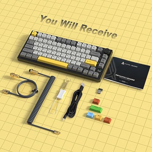 ATTACK SHARK X820ULTRA Wireless Gaming Mechanical Keyboard with TFT Smart Display&Knob,Side Printed PBT,Gasket Mounted 75% TKL Keyboard,BT5.0/2.4GHz/USB-C,RGB Backlit（White Contour,Shark Switch - Poueer