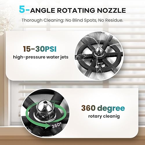 Huanyu Pitcher Rinser with 360 Degree Rotating High-Pressure Nozzle Stainless Steel Pitcher Washer with Drain and Drip Tray Automatic Cup Washer for Household and Commercial 12.78 * 6.97 * 1.58' - Poueer