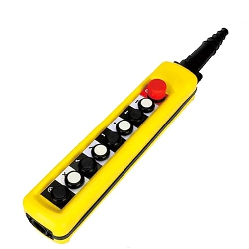 2/4/6/8 Pushbuttons Double Speed Hoist Crane Pendant Control Stations with Emergency Stop for Circuits Double Insulated(White) - Poueer