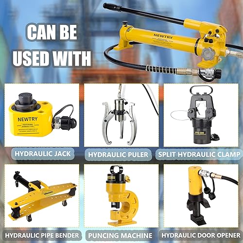 NEWTRY 20T Low Profile Hydraulic Jack Porta Power Kit + CP-180 Manual Hydraulic Hand Pump, Industrial Mini Hydraulic Cylinder, Stroke 0.47” - Poueer
