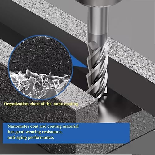 2PCS 1/2'' Carbide Square End Mill Bits Set, Milling Bits Cutter 1/2 Carbide End Mills for Alloy Steels/Hardened Steels, HRC 45 Deg Single End 4 Flute AlTiN Coating (2PCS 1/2in) - Poueer