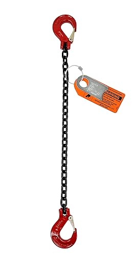 Chain Sling - 1/2' x 10' Single Leg with Sling Hooks - Grade 80 - Poueer
