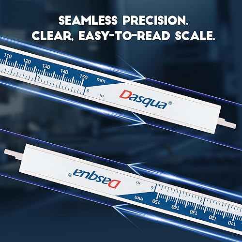 Dasqua 6 Inch/150mm Digital Caliper Electronic Industrial, Stainless Steel, with Large LCD Screen and Storage Case Auto Off Featured Measuring Tool, Resolution 0.0005'/0.01mm, Accuracy 0.001”/0.02mm - Poueer