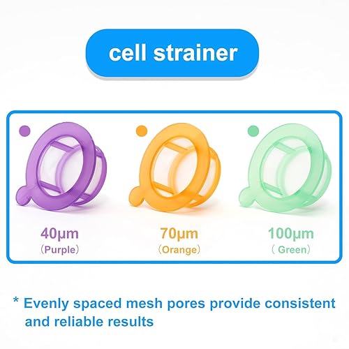 50PCS 70µm Cell Strainer Nylon Mesh Cell Screen Filter Handle, Sterile, Polypropylene Frame, 70µm Pore Size, Individually Wrapped - Poueer