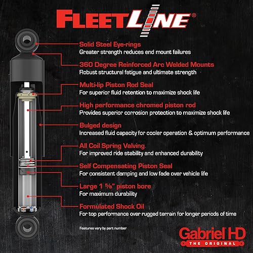 Gabriel 85931 Rear Fleetline Heavy Duty Shock Absorber-Fits International 9200i,9400i,9900i&9900ix 2004-09,LoneStar 2009-15,ProStar 2009-17, 9300,9300i,9400&9400i,9900,9900i,9900ix 2010-11, TerraStar - Poueer