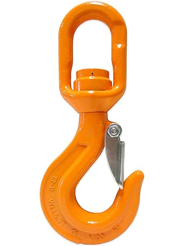 5 Ton X100 Alloy Swivel Bearing Hoist Hook with Latch Load Rotation Device - Poueer