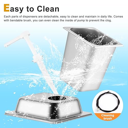 3.4Quart Sauce Pump Dispenser Stainless Steel Condiment Dispenser Pump Station Pump Dispenser for Syrup Ketchup Dressing BBQ Sauce - Poueer