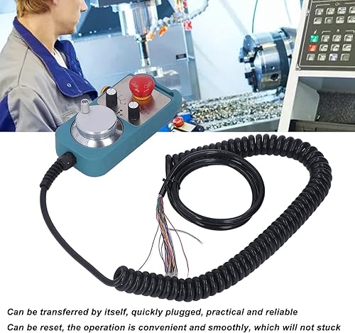 CNC Handwheel, 100PPR CNC Electronic Handwheel with Emergency Stop Button, 4 Axes CNC Handwheel Controller Manual Pulse Generator - Poueer