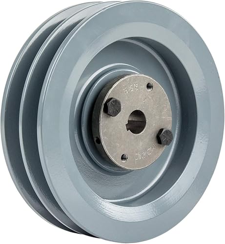 Cast Iron 6.25' Dual Groove Pulley Belt B Section 5L with 5/8' Sheave Bushing 2BK65H - Poueer