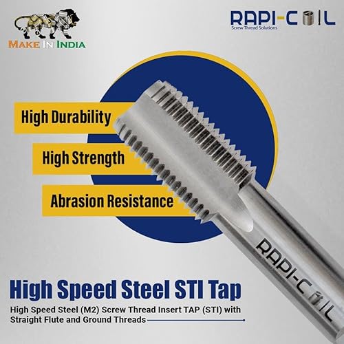 7/16-14 UNC Thread Repair Helicoil Kit, HSS M2 Tap & Drill, SS 304 Wire Inserts - Made in India - Poueer