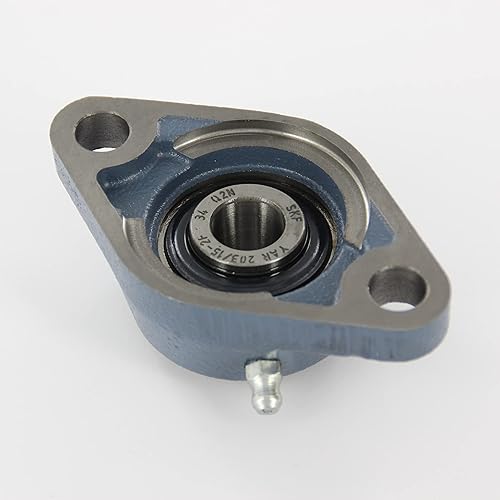 SKF FYTB 15 TF Ball Bearing Flange Unit, 2 Bolts, Setscrew Locking, Regreasable, Contact Seal, Cast Iron, Metric, 15mm Bore, 76.5mm Bolt Hole Spacing Width - Poueer