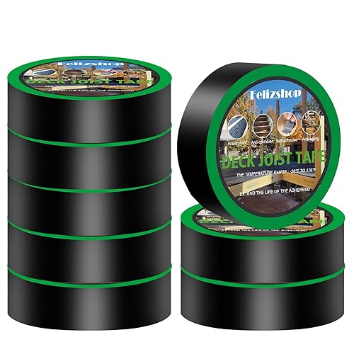 Butyl Joist Deck Tape, 2' X 50' Deck Joist Tape Waterproof Flashing Tape, Weather Resistance Self-Adhesive Joist Tape Decking for Deck Joist Beams Protection(12 Rolls) - Poueer