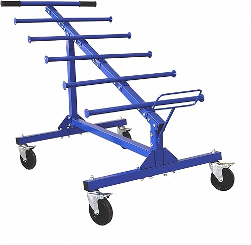 Heavy - Duty Wire Pulling Cart, 5 - Level Axles Professional Wire Spool Dispenser, for Bulk Cable Handling, 55 L x 30 W x 40 H inches, Blue - Poueer