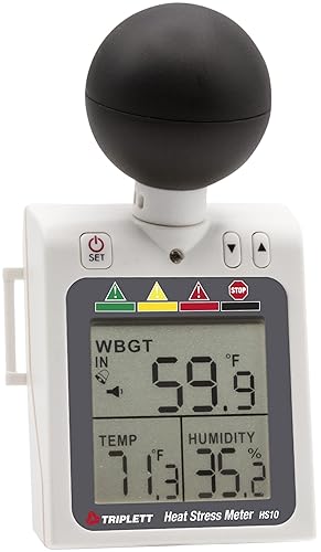 Triplett HS10 Indoor/Outdoor Heat Stress WBGT (Wet Bulb Globe Temperature) Meter - Humidity, Temperature, Heat Index - Poueer