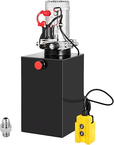Happybuy Hydraulic Pump 15 Quart, Electric Single Acting for Dump Trailer, High-Pressure Pump - Poueer