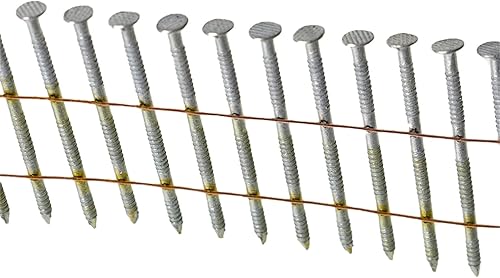 marddpair 1-3/4-Inch x .092-Inch Siding Nails 15-Degree Collated Wire Coil Full RoundHead Ring Shank Hot-Dipped Galvanized 3600 Count for Rough Nailing of Lathing and Sheathing Materials - Poueer