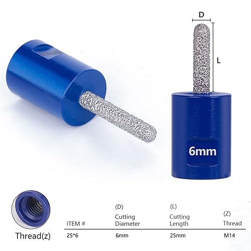 M14 Diamond Milling Bit 4/6/8mm Milling Tile Marble Concrete Hole Saw Masonry Drilling Crowns Construction Tools 1Pcs(25x4) - Poueer