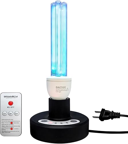 BAIMNOCM 50 Watt UV Light, UVC Germicidal Lamp with E26 Base and Remote Control, Home Disinfection Device UV Light Bulb for Basement/Bedroom/Kitchen, 2x25W Ultraviolet Light Lamp - Poueer