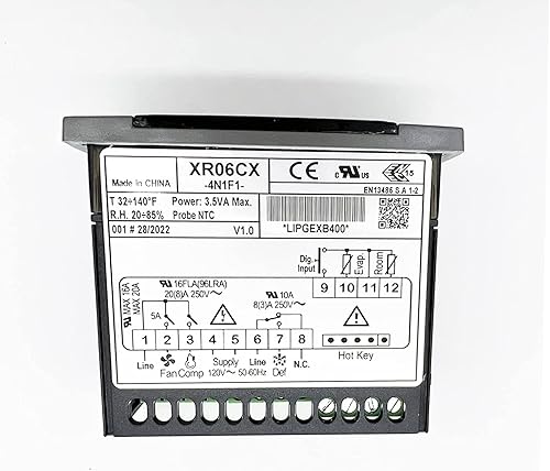Temperature Controller Black Panel with 2pcs Temperature Sensors Probes & Brackets Compatible with XR06CX-4N1F1 - Poueer