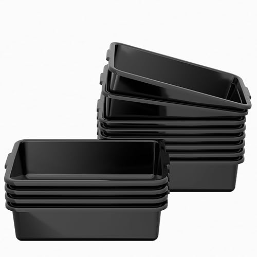 32 L Large Commercial Bus Box, 4-Pack Plastic Utility Bus Tub, Black - Poueer