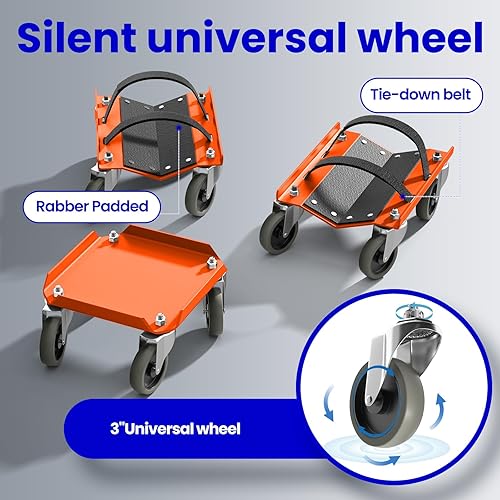 Snowmobile Dolly Sets Heavy Duty V-Slide with 3' PP/TPR Swivel Casters and Rubber Pad Protecting Skis 1500 lbs Capacity(Gray) - Poueer