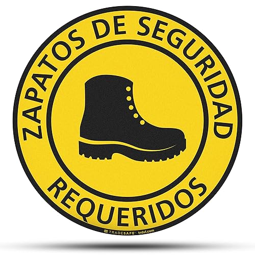 TRADESAFE Safety Glasses Required Anti-Slip Floor Sticker - Eye Protection Required Caution Sign, Peel and Stick Adhesive Vinyl Sign, ANSI-Compliant, 17” Diameter Round Sticker - Poueer