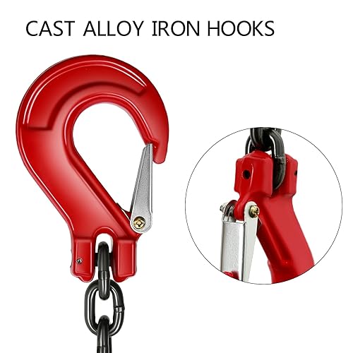 10Ft Chain Sling 5/16 Inch X 10 FT with 4 Leg Grab Hooks Adjustable Lift G80 Alloy Steel Engine Chain Sling for Lifting 5 Ton Capacity - Poueer