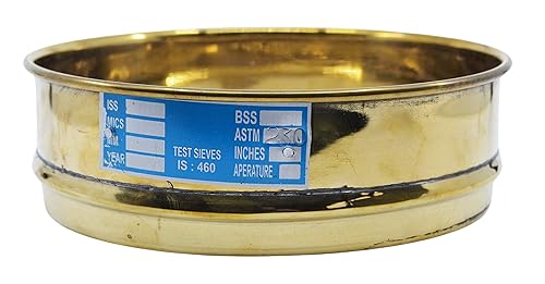 Test Sieve, 8 Inch - Full Height - ASTM No. 230 (63µm) - Brass Frame with Stainless Steel Wire Mesh - Eisco Labs - Poueer