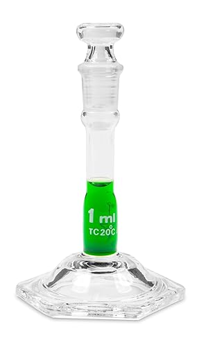 Vee Gee Scientific Sibata 2306A-1 Class A 1mL Micro Volumetric Flasks with Ground Glass Stopper (Pack of 6) - Poueer