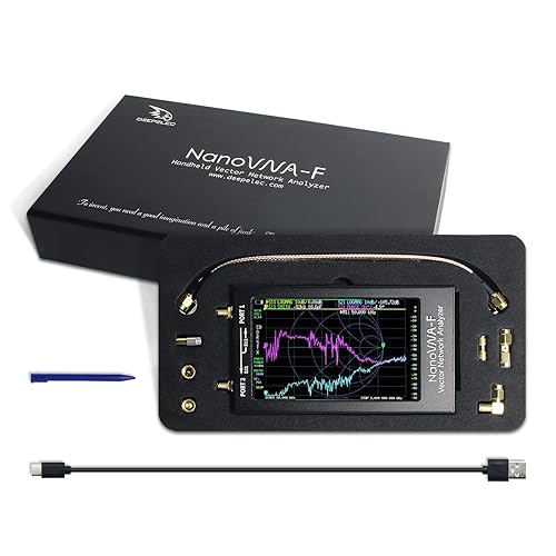 NanoVNA-F V3.1 10KHz-1.5GHz Vector Network Analyzer 4.3 Inch IPS Button HF VHF UHF UV VNA Antenna Analyzer with Aluminum Case, Measuring S-Parameter Voltage SWR, Phase, delay - Poueer