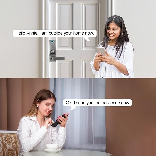 Fingerprint Smart Keypad WiFi keyless Entry Door Lock Set with Lever Handle, Electronic Biometric Front Digital Deadbolt TT Lock Set, Black - Poueer