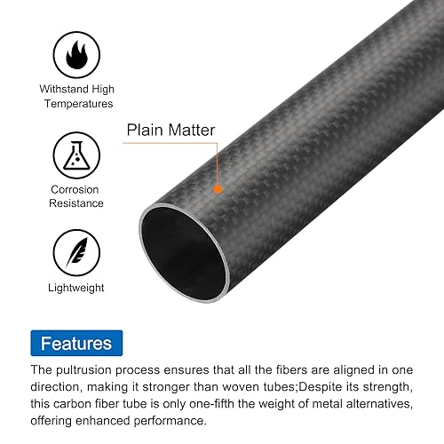 uxcell 4Pcs Carbon Fiber Tubes 25 x 27 x 500mm Matte Surface Rod 3K Roll Wrapped Carbon Round Tubing for RC Airplane Quadcopter Multicopter - Poueer
