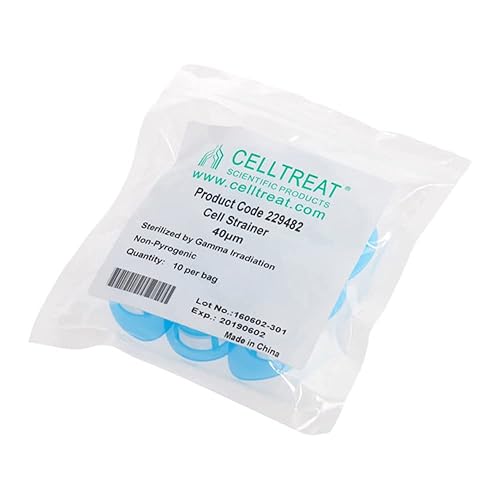 Celltreat 229486 Cell Strainer, 100 μm, Bulk Packed, Sterile, 10 per Bag, Yellow (Pack of 50) - Poueer