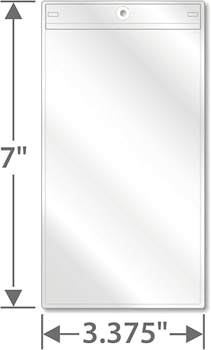 SmartSign Clear Tag Pouch with Punch Holes, Weather Proof | 3.375' x 7', Pack of 25, Made in USA - Poueer