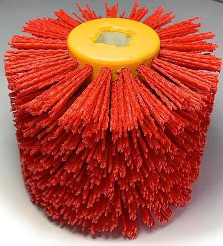 Signi Abrasive nylon bristle Burnishing Brush Drum Drawing Wheel for polishing wood (240 grit red) - Poueer