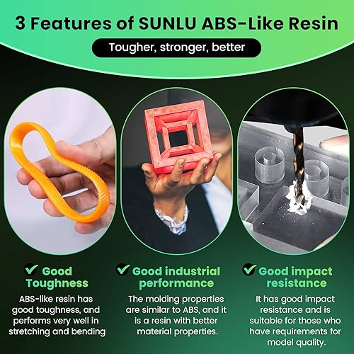 SUNLU 2 KG*2 Bottles ABS-Like 3D Printer Resin, 405nm UV Curing Photopolymer Rapid 3D Resin for 4K 8K LCD/DLP/SLA 3D Printers, Non-Brittle & High Precision & Low Shrinkage, 2000g*2, Dark Grey& Black - Poueer