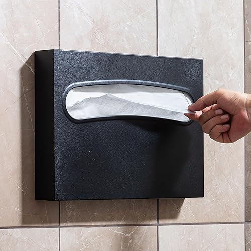 Toilet Seat Cover Dispenser - Enhanced Anti-Fingerprint Coating, HighQuality Stainless Steel, Wall-Mounted for Commercial Bathrooms - Holds 250 Seat Covers - Gold - Poueer