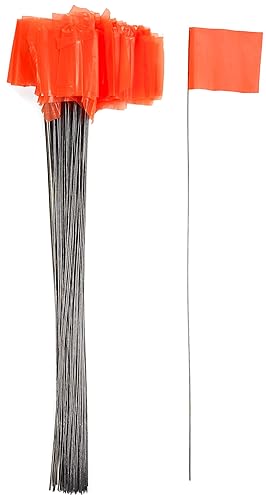Mutual Industries 15901-145-4 Wire Marking Flags, 4'x 5'x 30', Glow Orange (Pack of 1000) - Poueer