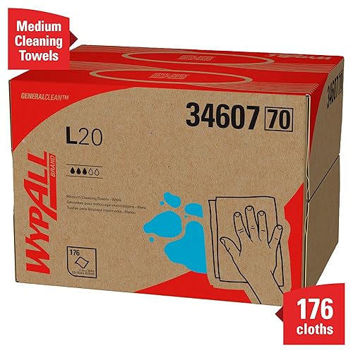 WypAll GeneralClean L20 Cloths Medium Cleaning Wipes (34607), Brag Box, White (1 Pack of 176 Sheets, 176 Sheet Total) - Poueer