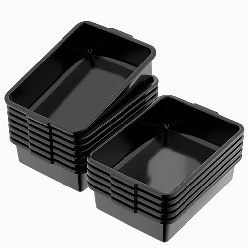 32 L Large Commercial Bus Box, 4-Pack Plastic Utility Bus Tub, Black - Poueer