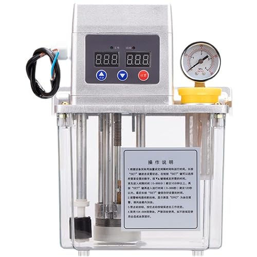 MXBAOHENG Automatic Lubricating Oil Pump 110V 1.5L Alloy Gear CNC Lubrication Pump Oiler Double Digital Display with 4 Mpa Pressure Gauge (150X) - Poueer