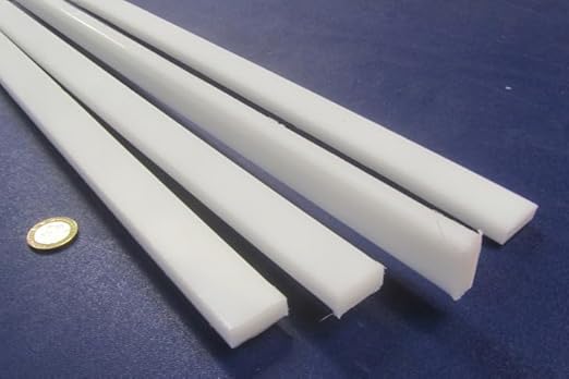 White HDPE (High Density Polyethylene) Rectangular Bar .375' (3/8') x 1.00' (1') x 48' 4 pcs - Poueer