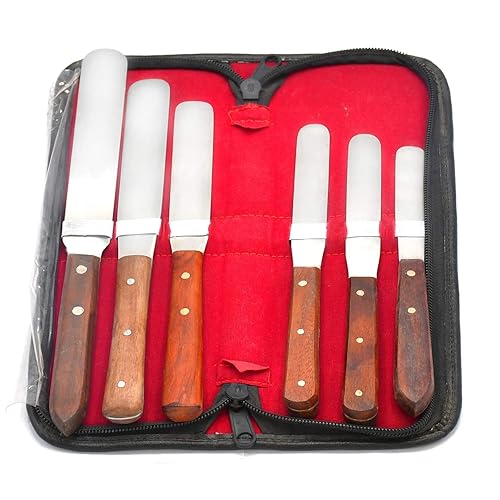 6-Piece Wooden Handled Straight Spatula Set for Educational Use - Poueer