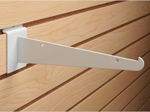 8 inch White Shelf Bracket for Slatwall - Pack of 10 - Poueer