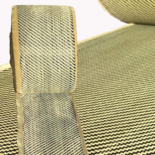 Kevlar Fabric - (YLW-Blk 50 ft x 4 in) 2x2 Twill WEAVE-3K/200g (YLW-Blk 50 ft x 4 in) - Poueer