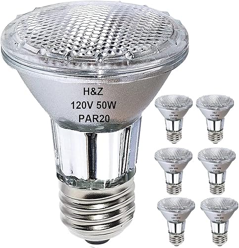 H&Z PAR20 Flood 39W 120V 480 Lumens, High Output 9 Pack 39W PAR20 Halogen Bulb (Equivalent 50W Halogen Bulb), Long Lasting PAR 20 Flood 39Watt 120V with 3000K Warm White, PAR 20 E26 Dimmable - Poueer